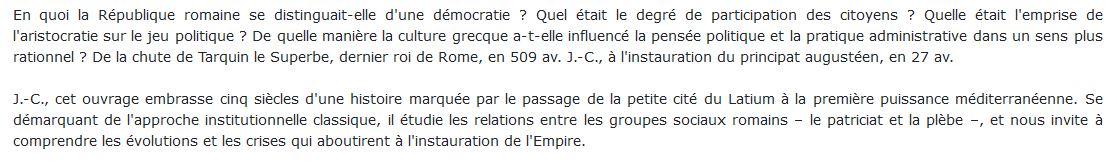 La République romaine histoire