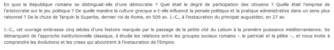 La République romaine histoire