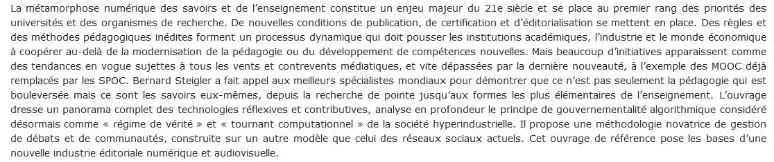 La Vérité du numérique  Bernard Stiegler 