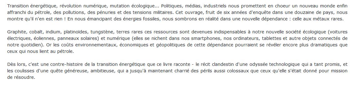 La face cachée de la transition énergétique et numérique