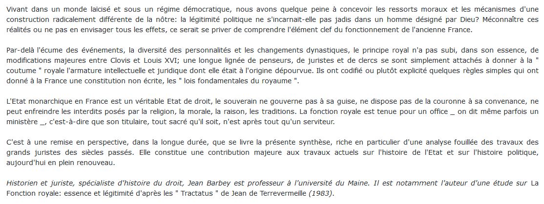 Le Roi et son gouvernement en France de Clovis à Louis XVI