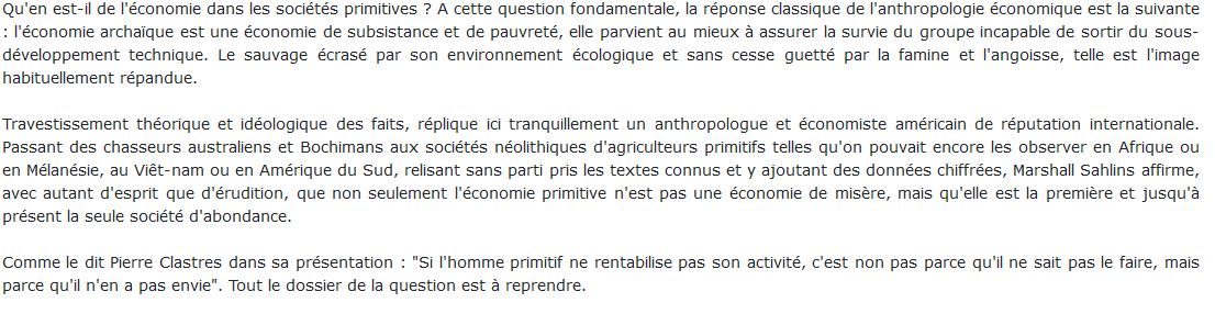 L'économie des sociétés primitives