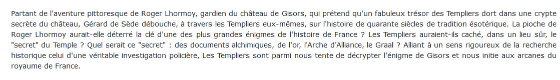 L'énigme de Gisors et le secret du Temple