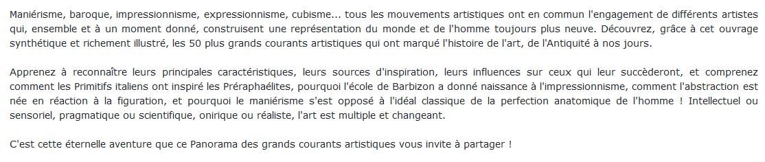 Panorama des grands courants artistiques livre
