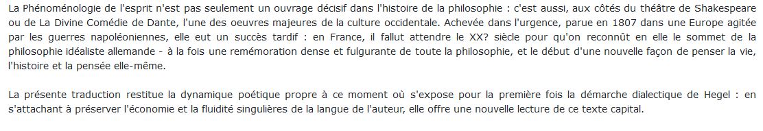 Phénoménologie de l'esprit hegel