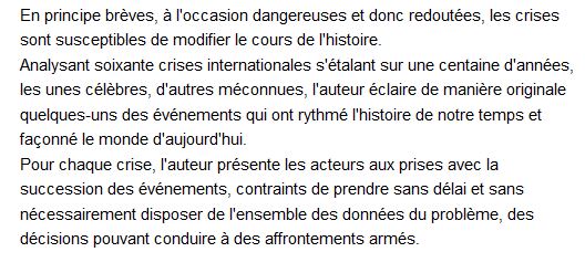  Un siècle de crises internationales ; de Pékin (1900) au Caucase (2008) 