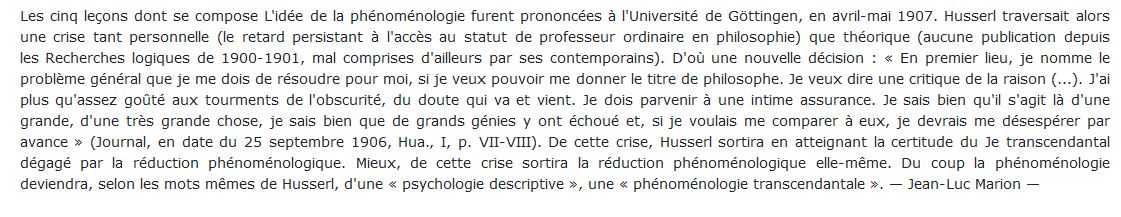 idée de la phénoménologie