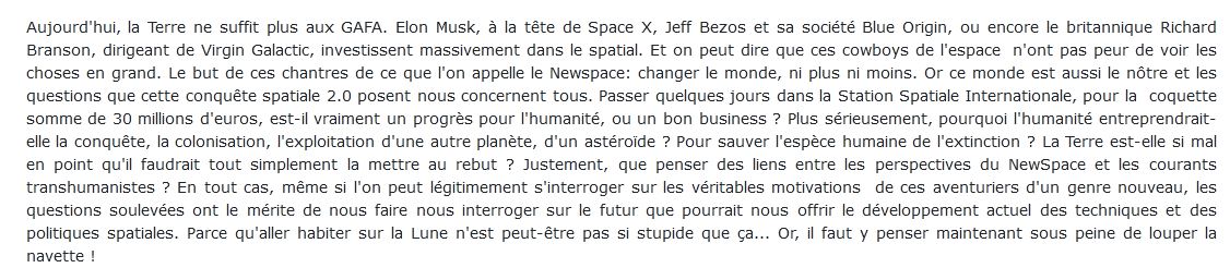 la conquête spatiale 2.0