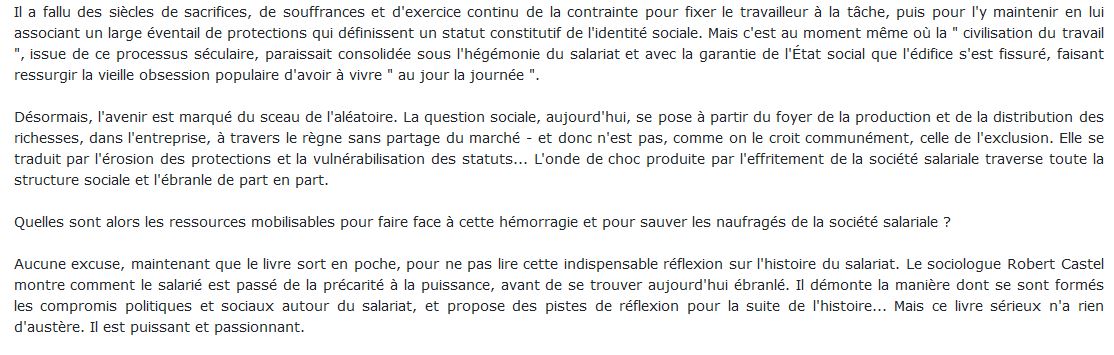 métamorphoses de la question sociale