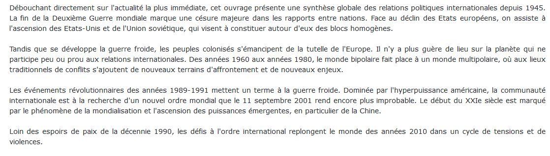 relations internationales depuis 1945