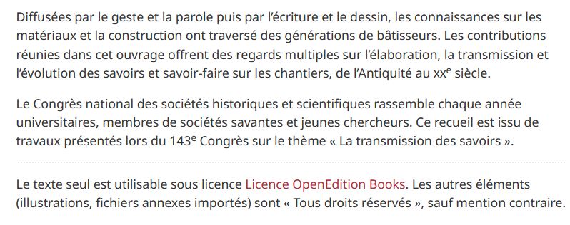 transmission des savoirs sur les chantiers