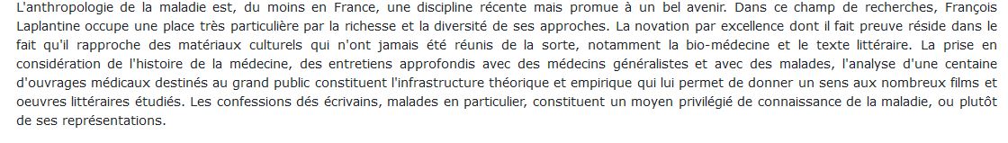 Anthropologie de la maladie laplantine