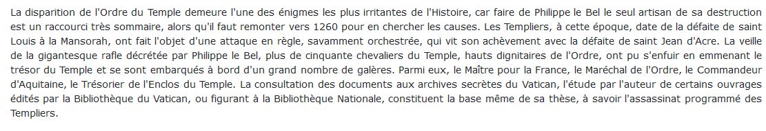 Assassinat programmé des Templiers