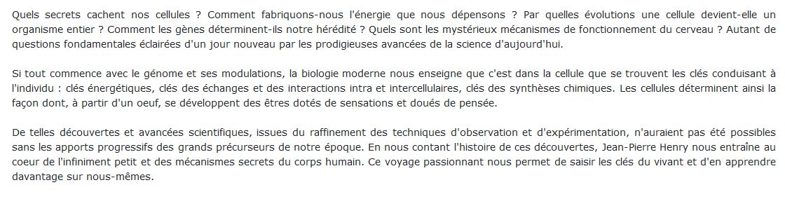 De la cellule à la pensée