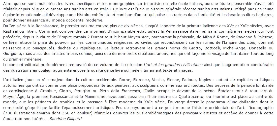 L'Art italien, du IVe siècle à la Renaissance - tome 1