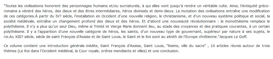 Moyen Âge, le Saint et le Roi