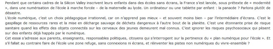 Plaidoyer pour une école sans écrans