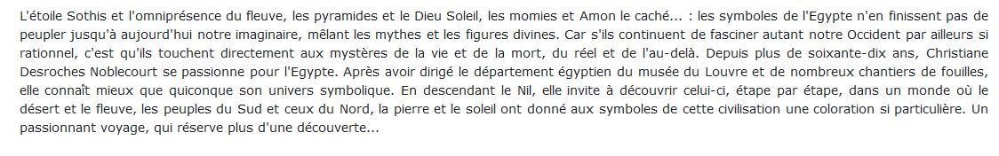 Symboles de l'Egypte livre