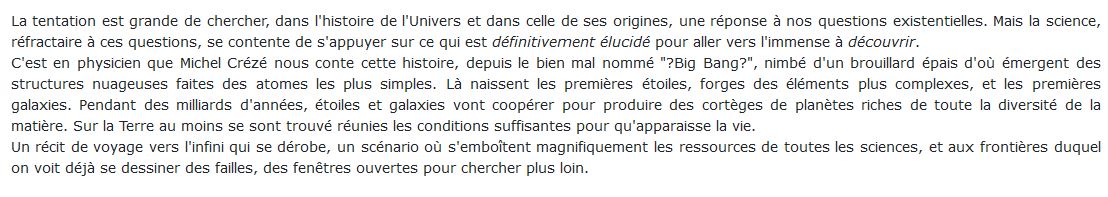 Une histoire de l'Univers