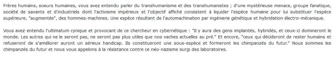 contre le transhumanisme