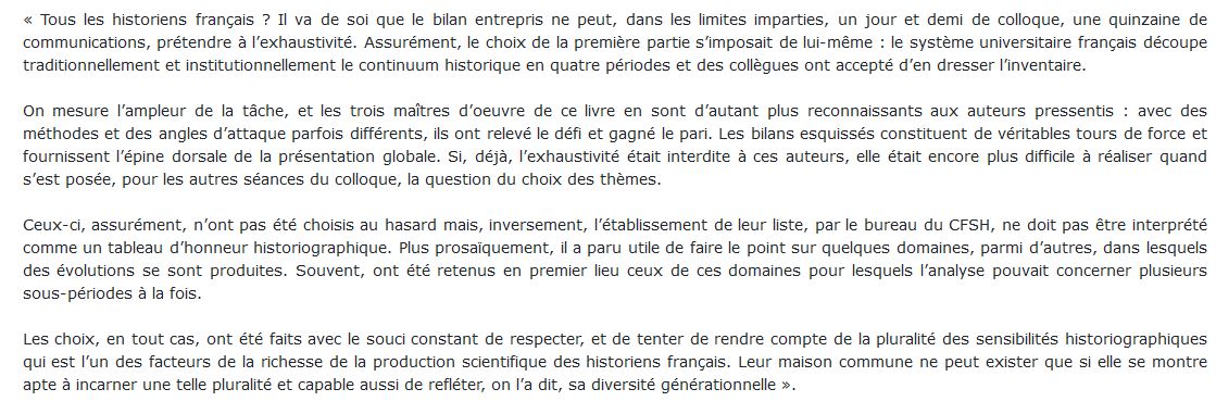 historiens français à l'oeuvre