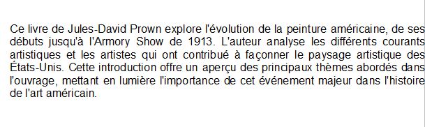 Peinture americaine des origines a l'armory show 