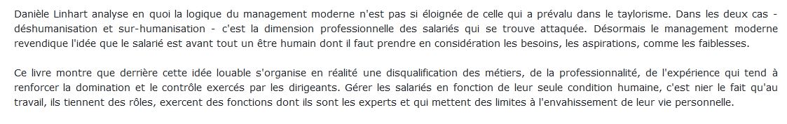De la déshumanisation taylorienne