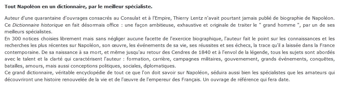 Dictionnaire historique Napoleon