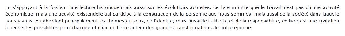 Place et rôle du travail dans un monde en mutation