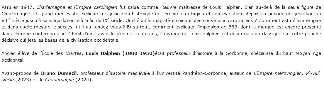 Charlemagne et l'empire carolingien Louis Halphen 