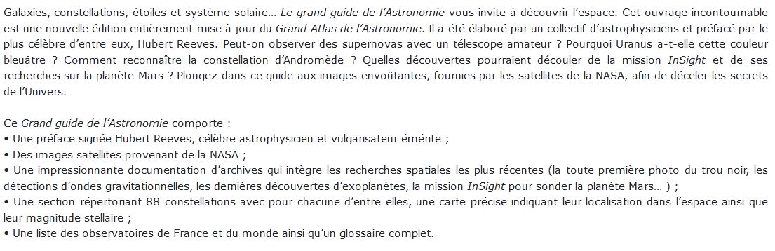 grand guide de l'astronomie Hubert Reeves