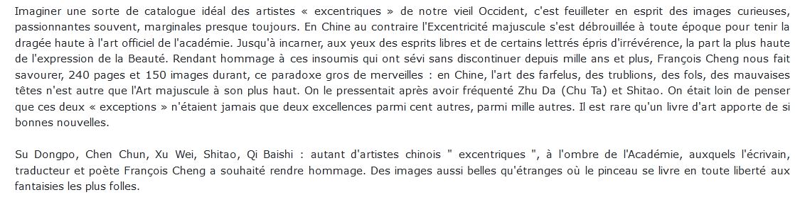 Peintres chinois à la Voie excentrique François Cheng