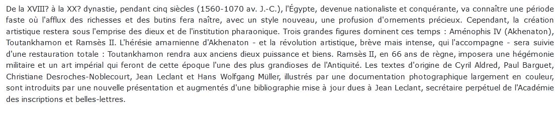 L'Égypte au Nouvel Empire (1560-1070 avant J.-C.)