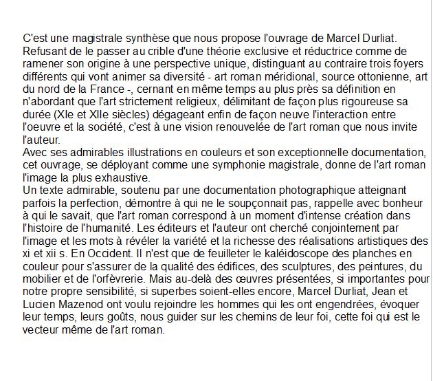 L'art roman Durliat marcel