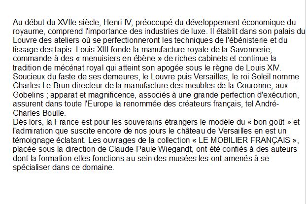 Mobilier Louis XIII Louis XIV Anne-Marie Quette