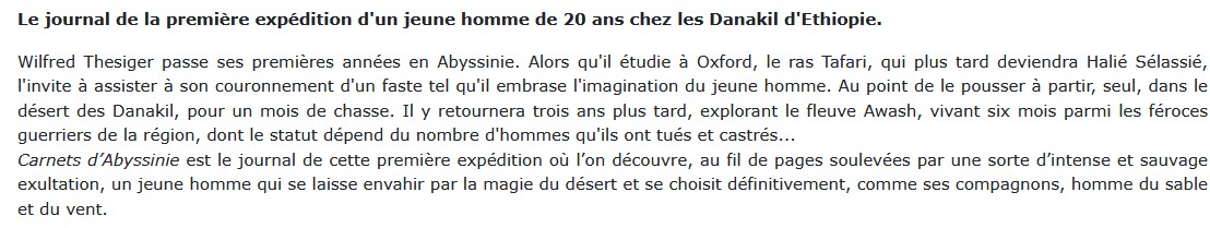 Carnets d'Abyssinie, Wilfred Thesiger