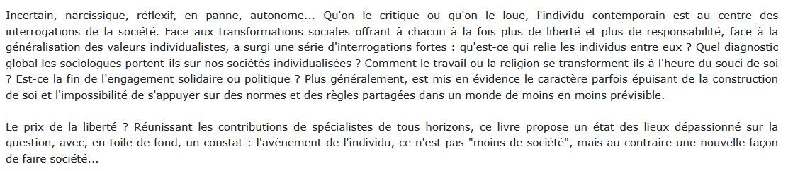 L'Individu contemporain (NE)