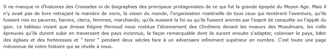 Les Hommes de la Croisade, Régine Pernoud 