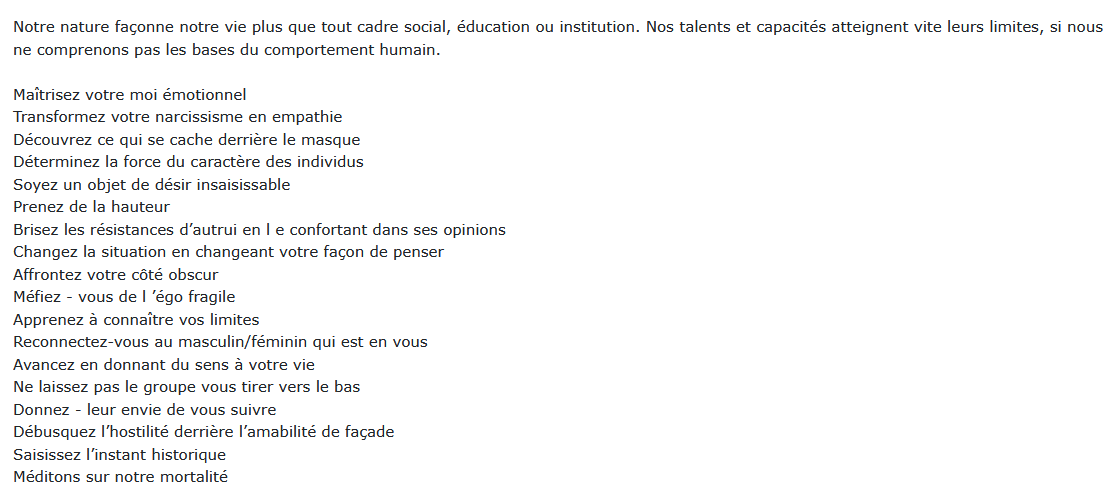 Les lois de la nature humaine, Robert Greene
