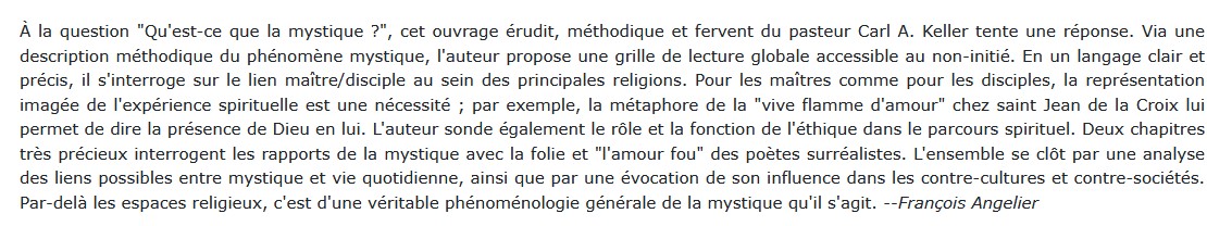 Approche de la Mystique, Carl A. Keller 