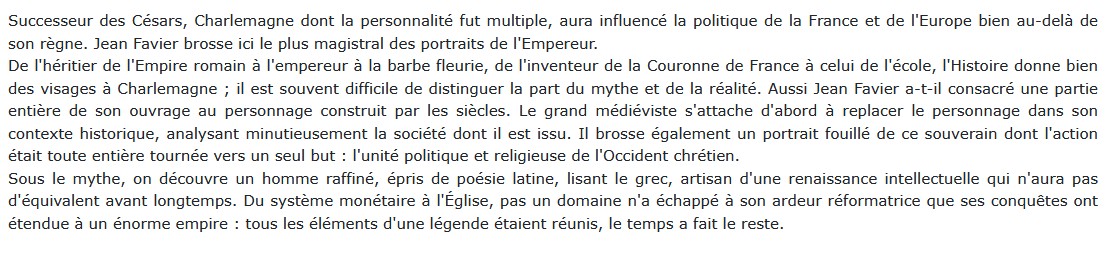 Charlemagne, Jean Favier