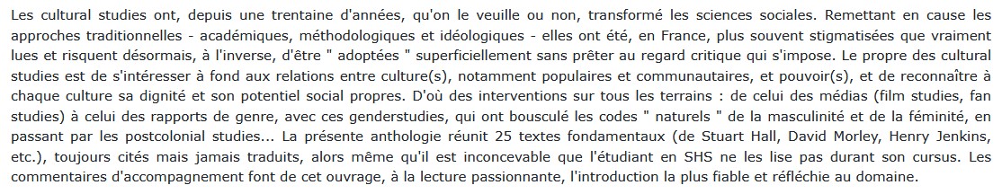 Cultural Studies - Anthologie, Eric Macé, Eric Maigret, Hervé Glevarec