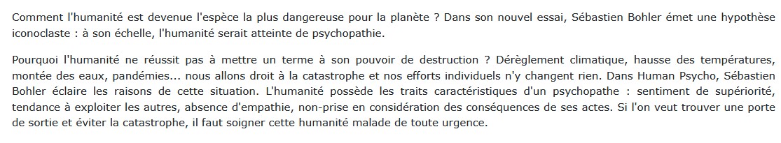 Human psycho, Sébastien Bohler 