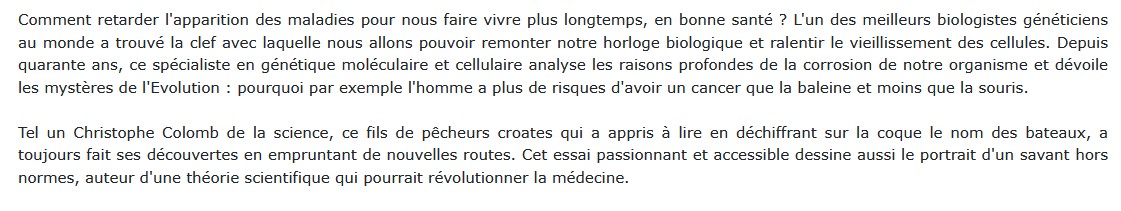 Le Code de l'immortalité, Miroslav RADMAN