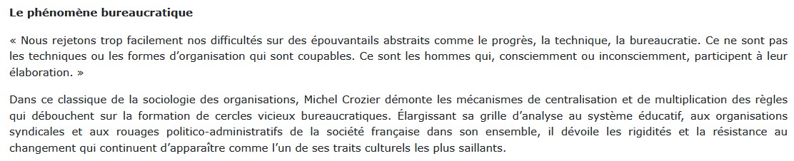 Le Phénomène bureaucratique, Michel Crozier