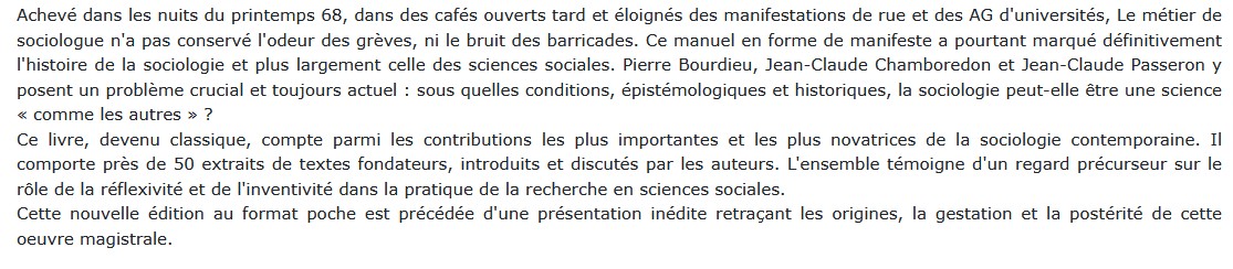 Le métier de sociologue - Préalables épistémologiques