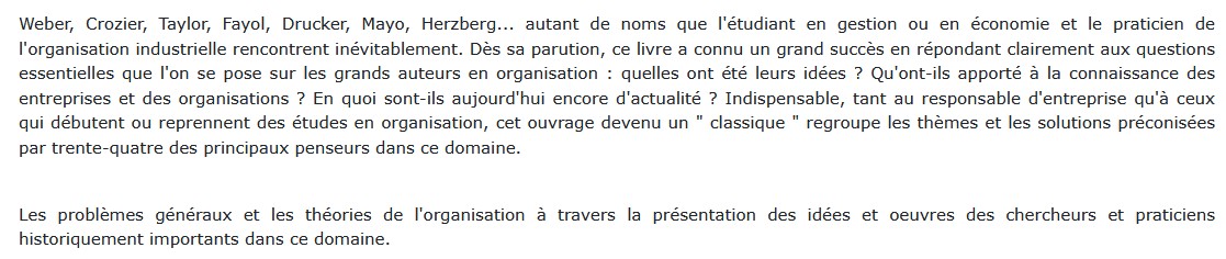 Les grands auteurs en organisation Scneid