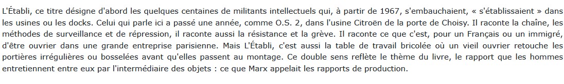 L'établi, Robert Linhart