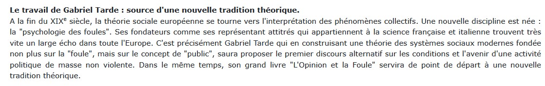 L'opinion et la foule, Gabriel Tarde