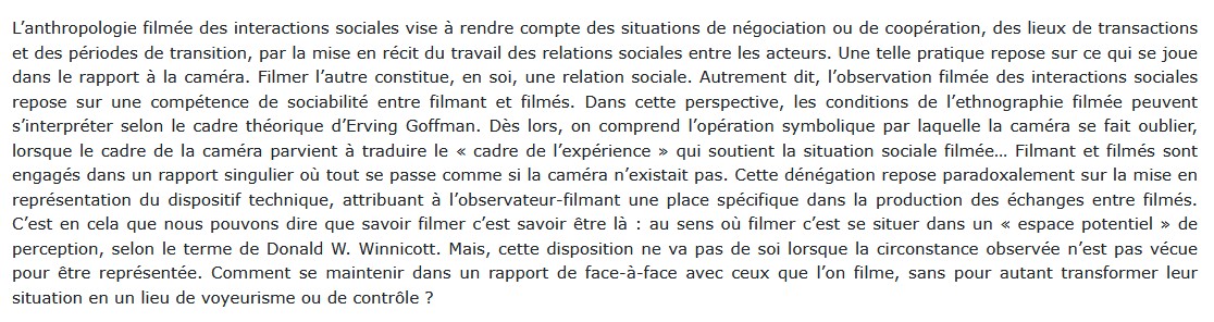 Pour une anthropologie filmée